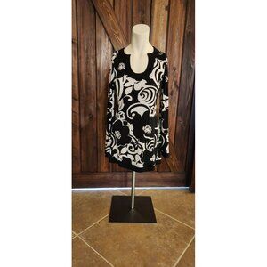 WHITE HOUSE BLACK MARKET  Sz S Long Sleeve Shirt Blouse Top Black White  E1